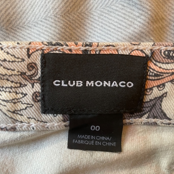 Club Monaco bohemian plaid print jeans 98% cotton  size  00 (XS) - Picture 6 of 8